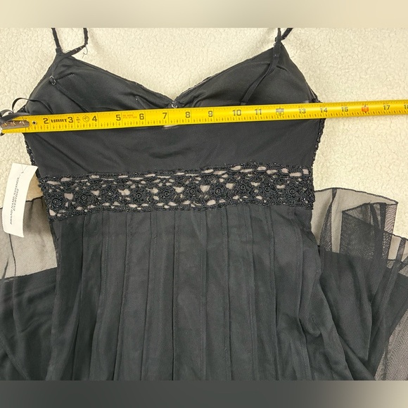 Vintage Y2K Gothic Fairy Dress Size 2 Crochet Empire Waist Beaded Fit Flare Mesh - Picture 10 of 11